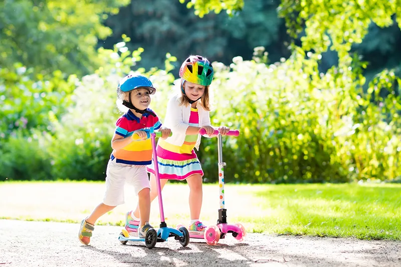 kids on
  scooters